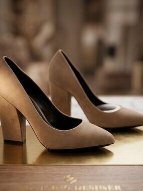 NWT - ALDO Taupe Block Suede Heels - Sz 9